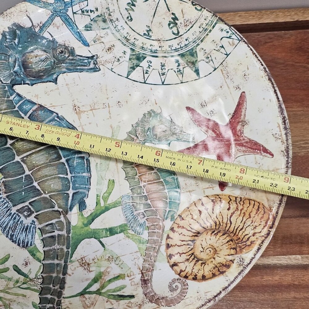 Pier 1 Spikey The Seahorse Melamine Plates 9in set-4 sea life shells unbreakabl - Picture 12 of 12